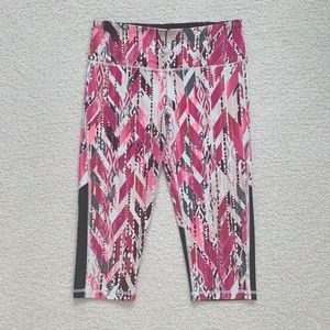 Victoria’s Secret Capri Leggings Size Small Pink White Herringbone Yoga Athletic